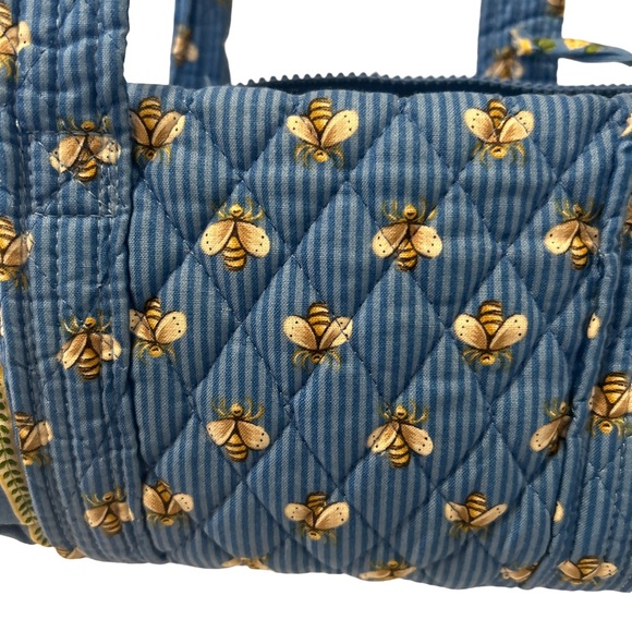 Y2K Vera Bradley Blue Bee Yellow Roses Flowers Barrel Satchel Bag Purse - Picture 4 of 12